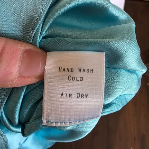 Elaine Turner Silk Shift Dress Small Embroider Fringe Turquoise Blue Resort Boho - Picture 7 of 9